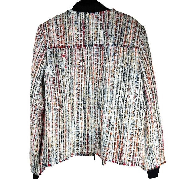 NWOT Elie Tahari Brooke Tweed Zip-Front Bomber Jacket SZ L - Picture 10 of 11